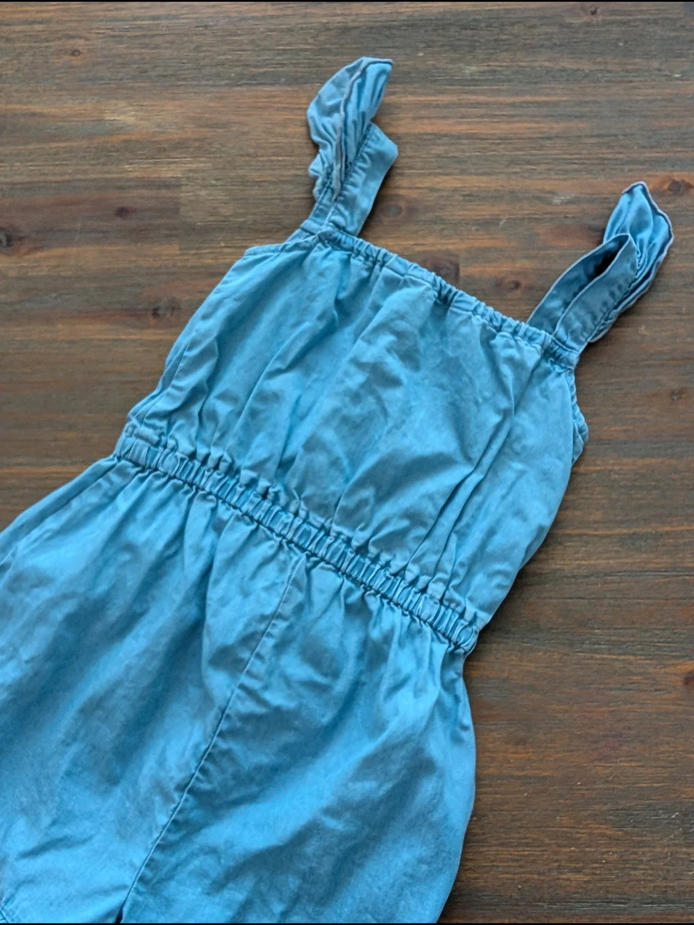 Girls' Blue Ruffle Romper - Picture 2 of 3